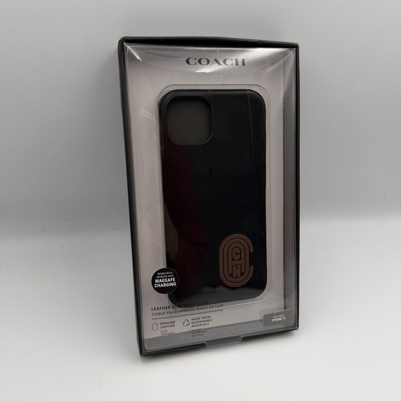 Coach Other - Coach Leather Slim Wrap Case‎ for iPhone 13 – Black with Logo MagSafe Compatible